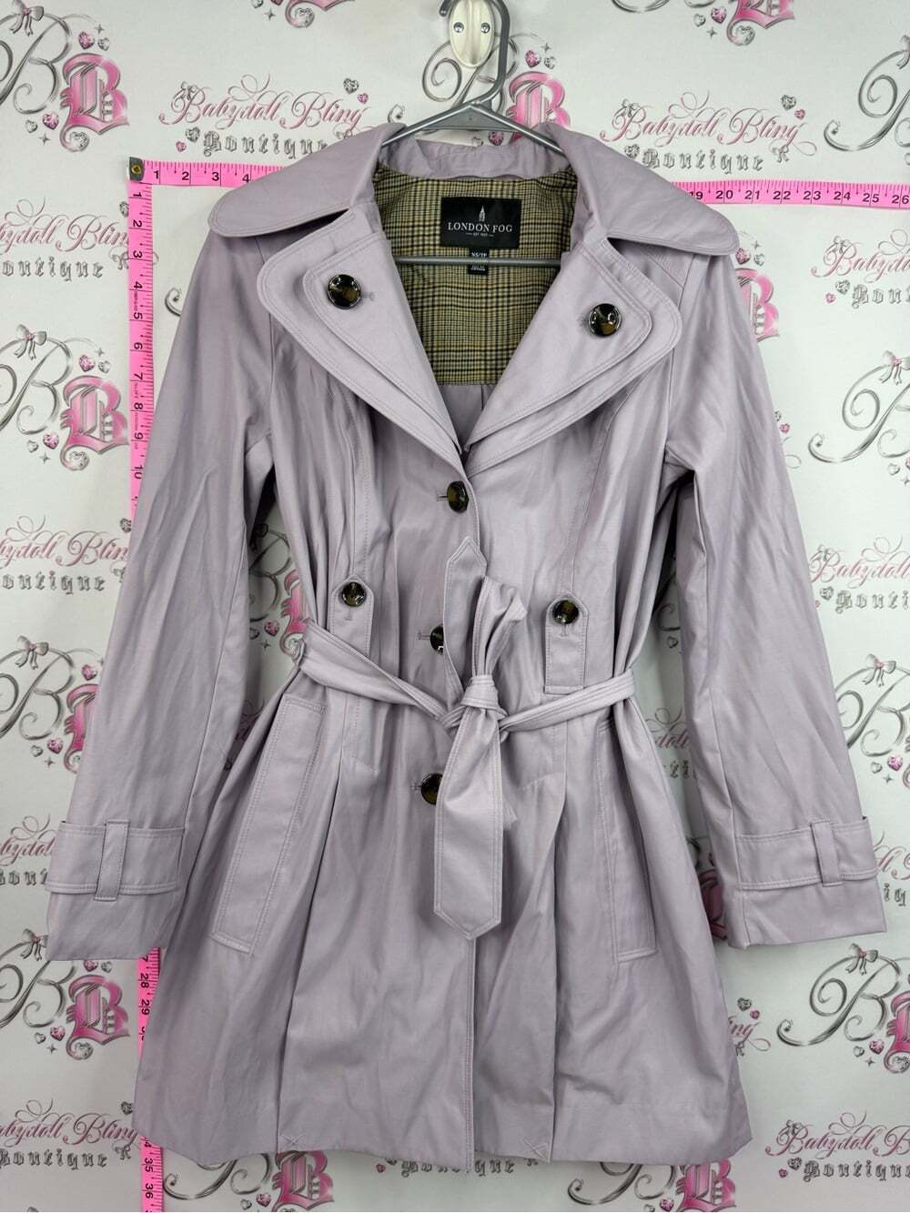 London Fog coat jacket Pale Lavender Double-Breasted Trench Coat